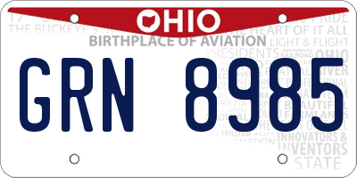 OH license plate GRN8985