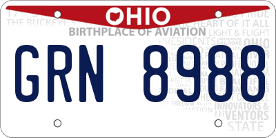 OH license plate GRN8988