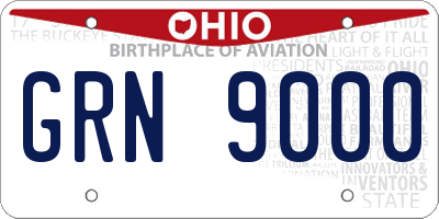 OH license plate GRN9000