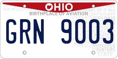 OH license plate GRN9003