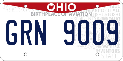 OH license plate GRN9009