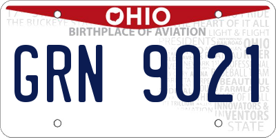 OH license plate GRN9021