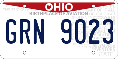 OH license plate GRN9023