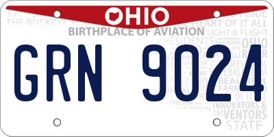 OH license plate GRN9024