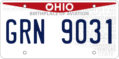 OH license plate GRN9031