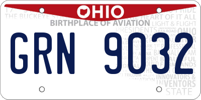 OH license plate GRN9032
