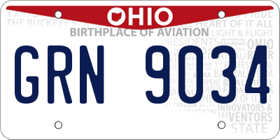 OH license plate GRN9034