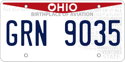 OH license plate GRN9035