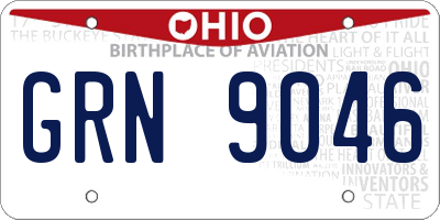 OH license plate GRN9046