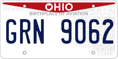 OH license plate GRN9062