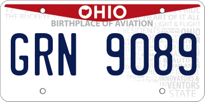 OH license plate GRN9089