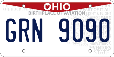 OH license plate GRN9090
