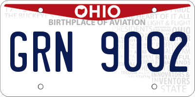 OH license plate GRN9092
