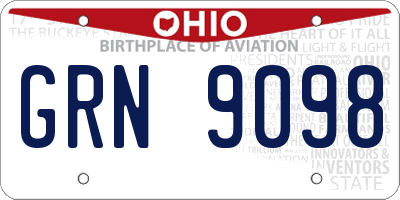 OH license plate GRN9098