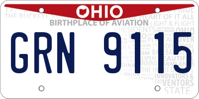 OH license plate GRN9115