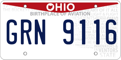 OH license plate GRN9116