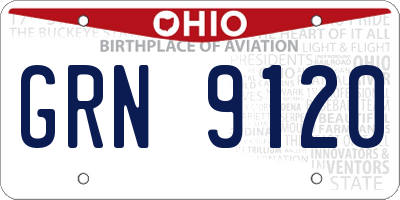 OH license plate GRN9120