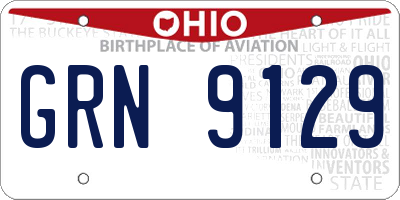 OH license plate GRN9129