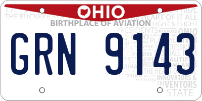 OH license plate GRN9143