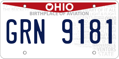 OH license plate GRN9181