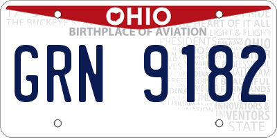 OH license plate GRN9182