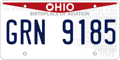 OH license plate GRN9185