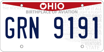 OH license plate GRN9191