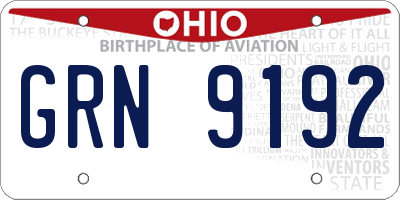 OH license plate GRN9192