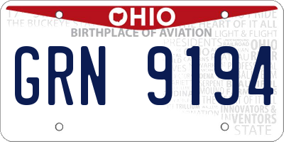 OH license plate GRN9194