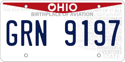 OH license plate GRN9197