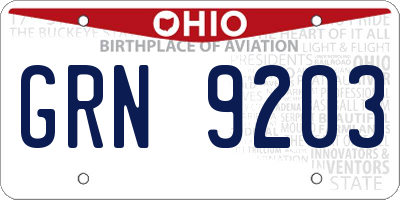 OH license plate GRN9203
