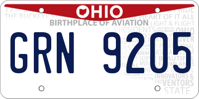 OH license plate GRN9205