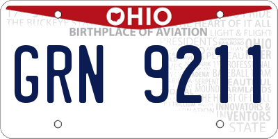 OH license plate GRN9211