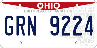 OH license plate GRN9224