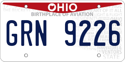OH license plate GRN9226