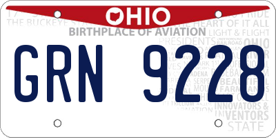 OH license plate GRN9228