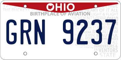 OH license plate GRN9237