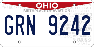 OH license plate GRN9242