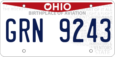 OH license plate GRN9243