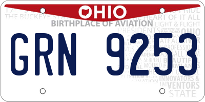 OH license plate GRN9253