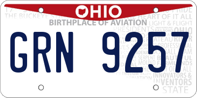 OH license plate GRN9257