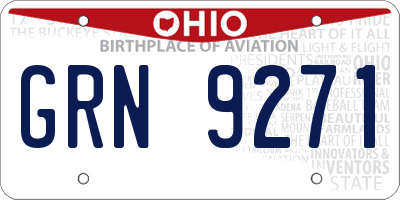 OH license plate GRN9271