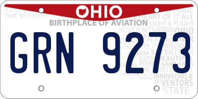 OH license plate GRN9273