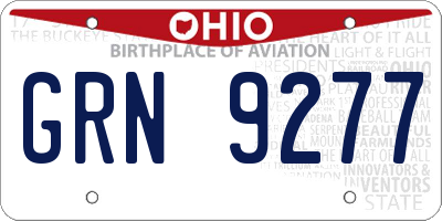 OH license plate GRN9277