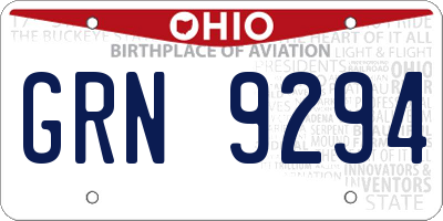 OH license plate GRN9294
