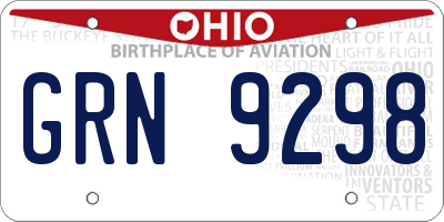 OH license plate GRN9298