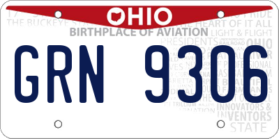 OH license plate GRN9306