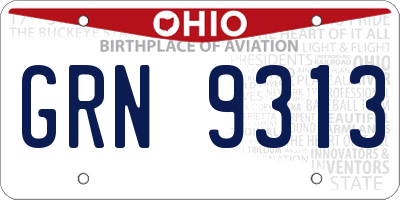 OH license plate GRN9313