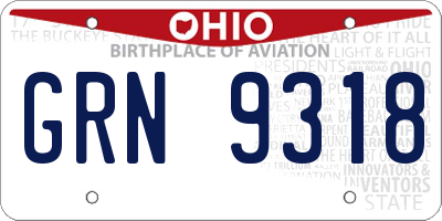 OH license plate GRN9318