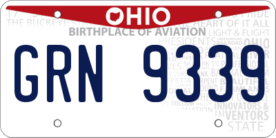 OH license plate GRN9339